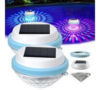 Lot de 2 lampes solaires flottantes à LED pour piscine, éclairage solaire flottant avec 7 couleurs changeantes, étanchéité IP68, pour parcs aquatiques et piscines
