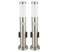 Lot de 2 lampes sur pied en acier inoxydable prises extérieures détecteur de mouvement chemin de jardin lumière argent