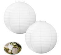 Lot De 2 Lanterne Papier Blanc, Abat-Jour De Lanterne En Papier Japonais Chinois, Suspension Rondes Boule Papiers, Décoration Pour Fête De Mariage, Jardin De Mariage, Diamètre 20 Cm