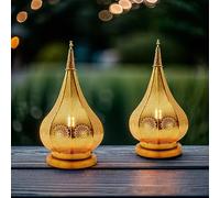 Lot de 2 lanternes de jardin orientales Ezana en métal doré 36 cm
