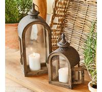 Lot de 2 lanternes Jadon marron vieilli H/L/P env. 49/18/13 cm