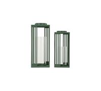 Lot de 2 lanternes en métal vert 18x18x43,5 cm - 15x15x36,5 cm