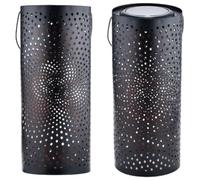Lot de 2 lanternes solaires orientales Fava en métal noir 30 cm