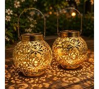 Lot de 2 lanternes solaires pour extérieur, lampes solaires pour extérieur de jardin, lanternes solaires pour l'extérieur, lampes solaires pour l'extérieur, terrasse, pelouse, balcon