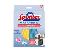 Lot de 2 Lavettes Microfibre Cuisine Jaune & Bleu