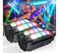 lot de 2 LED Spider Beam - éclairage de scène à tête mobile - 8×10W RGBW - DMX512 7/15 canaux - son/auto/esclave maître - écran LCD - prise EU