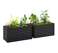 Outsunny Lot de 2 lits de jardin surélevés acier galvanisé fond ouvert 120x60x60 cm gris foncé