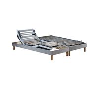 Lot de 2 lits électriques de relaxation multi lattes lisse Gris 2x90 x 200 cm