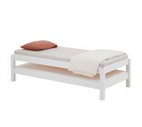 Lot de 2 lits superposables RINO 90 x 190 cm, lits simples 1 place, couchage d'appoint, en pin massif lasuré blanc