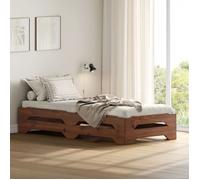 Lot de 2 lits superposables RONNY 90 x 200 cm brun foncé couchage supplémentaire fonctionnel en pin massif