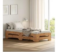 Lot de 2 lits superposables RONNY 90 x 200 cm coloris chêne couchage supplémentaire fonctionnel en pin massif
