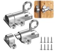 Lot de 2 Loquet Porte Boulons à Ressort, Serrure Porte Métal, Verrou de Porte Verrouillage Automatique, Loquets et Verrous de Portes, pour Portes D'armoire, Portails de Jardin, Cages Animaux (argenté)