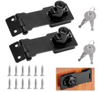 Lot de 2 loquets de verrouillage de porte, verrous vec 2 clés, fermoir de porte de sécurité, bouton rotatif (3 pouces)