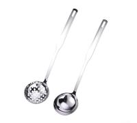 Lot de 2 louches à soupe et écumoire en acier inoxydable 304 avec long manche pour casserole chaude, ragoût et cuisine
