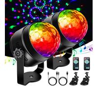 Lot de 2,Lumières de fête, lumières stroboscopiques pour les fêtes, lumières de disco DJ RVB à 7 couleurs changeantes