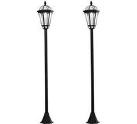 Lot de 2 luminaires extérieurs solaires lampadaires lanternes classiques LED 15 Lm Ø 18,5 x 129H cm noir Noir G