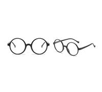 Lot de 2 Lunettes Rondes Noires Sans Correction Fausse Lunette de Vue Rétro pour Déguisement Sorcier Magicien Nerds Accessoire Cosplay Carnaval Fête Lunette Enfant et Homme Femme Mignon Classique