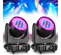 Lot de 2 Lyre LED 19 x 15W Projecteurs LED à tête mobile DMX Spot Beam Wash effet RGBW pour scène professionnelle lumières DJ pour Noël, discothèque