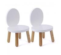 Lot De 2 Ma Première Chaise Enfant Ovaline 1-4 Ans Blanc Et Bois TU