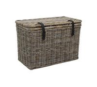 Vente-unique - Lot de 2 malles en kubu NEFTA - L80 x P45 x H55 cm et L70 x P35 x H45 cm - Gris naturel