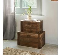 Lot de 2 malles Pratt marron vieilli