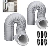Lot de 2 manchons d'isolation pour tuyau de climatisation portable, convient aux tuyaux d'échappement de 12,7 cm et 15 cm de diamètre, installation facile avec 6 sangles à boucle réglables, gris clair
