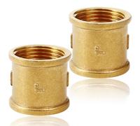 Lot de 2 manchons en laiton, double mamelon filetage intérieur 1" IG/IG | Adaptateur de raccord IG 1" - Douille G1" en laiton - DN25 - Douille de raccordement double pour raccord de tuyau