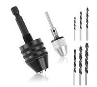 Lot de 2 mandrins pour visseuse sans Fil avec 6 forets métalliques, mandrin Auto-serrant Hexagonal 0,6-8 mm Rotundité Adaptateur de mandrin 0,3-3,4 mm, rallonge de mandrin pour Micro-perceuse, Outil