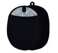 Lot de 2 maniques en silicone avec poches, antidérapantes, nervurées, résistantes à la chaleur et à l'eau, gants de four pour la cuisine, 24 x 19 cm (noir)