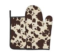 Lot de 2 maniques et maniques en cuir de vachette marron pour cuisine, grillade, barbecue