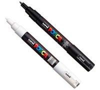 Lot de 2 marqueurs Posca PC-1MC noir et blanc | pointe extra-fine conique