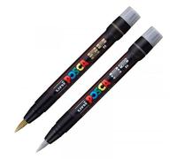 Lot De 2 Marqueurs Posca Pcf-350 Or - Argent Pointe Pinceau