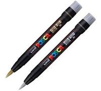 Lot De 2 Marqueurs Posca Pcf-350 Or - Argent Pointe Pinceau
