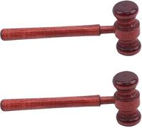 Lot de 2 marteaux de juge en bois marron - Marteaux de juge en bois - Accessoires de costume pour avocat, salle d'audience - 3,2 x 6,7 x 17,4 cm - Accessoires de bureau