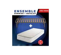 Lot de 2 Matelas 70x190 + Sommiers + pieds + Protège Matelas Offerts Mousse Poli Lattex Indéformable - 23 cm - Très Ferme