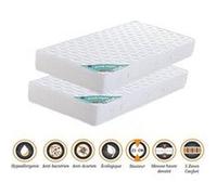 Lot de 2 matelas 80x200 x 21 cm + 2 alèses + 2 oreillers visco - très ferme - aertech+ 35 kg/m3 hr haute densité - hypoallergénique - 5 zones de conf G