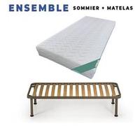 Lot de 2 Matelas 90x190 + Sommiers + pieds + 2 Protèges Matelas Offerts Mousse Poli Lattex Indéformable - Déhoussable Housse Lavable - Hauteur 19 cm - Confort Très Ferme G