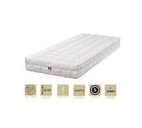 Lot de 2 matelas face été latex naturel 70 kg/m3 face hiver mémoire de forme 60 kg/m3 70x190 x 22 cm souple + oreiller visco + 2 alèses - déhoussable