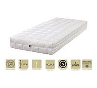 Lot de 2 matelas latex 70% naturel 70x190 x 21 cm souple + oreiller visco + 2 alèses - déhoussable housse lavable - 7 zones de confort - ame poli lat G