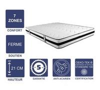 Lot de 2 Matelas Mémoire de Forme 60 Kg/m3 + 2 Alèses 90x200 x 21 cm Ferme + 2 Oreillers Visco - 7 Zones de Confort - Noyau Aertech+ 35 Kg/m3 HR Dernière Génération - Très Respirant G