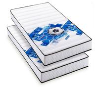 BLUE MOON Lot de 2 Matelas Mousse Football 90x190. Mousse profilée 5 Zones de Confort. Épaisseur 15cm - Fabriqué en Belgique