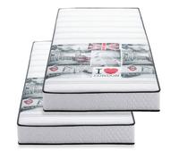Lot de 2 matelas mousse 90x190 LONDON - Mousse profilée 5 zones de confort - Soutien ferme - 15cm - Fabriqué en Belgique