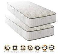 Lot de 2 matelas orthopédiques 80x200 x 22 cm + 2 oreillers mémoire + 2 alèses - ferme - face hiver laine - ame poli lattex haute densité - hypoaller G