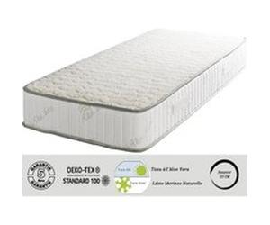 Lot de 2 Matelas Super 100x200 x 23 cm + 2 Oreillers Visco + 2 Alèses - Ferme - Face Hiver Pure Laine Merinos - Noyau Poli Lattex HR Dernière Génération - Très Respirant G