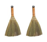 Lot de 2 mini balais en paille de riz - Petit balai à main - Balai de sorcière - Brosse ramasse-miettes - Brosse à farine - Brosse de table pour Broom