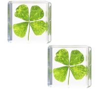 Lot de 2 mini cubes en résine de 3,8 cm en forme de trèfle à quatre feuilles préservé 3D pour l'éducation, le bureau, la décoration d'intérieur