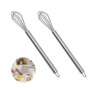 Lot de 2 Mini Fouet Cuisine en Acier Inoxydable, Petit Fouet Manuel pour Battre les Oeufs, Faire Mousser le Lait et Melanger les Sauces, Fouet Inox Pratique pour Boissons Chaudes et Matcha