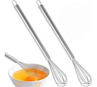 Lot de 2 mini fouets en acier inoxydable robustes de 23 cm - Pour tasse et cuisine - Idéal pour battre la crème, les blancs d'œufs, la mousse de lait et la pâte (passe au lave-vaisselle