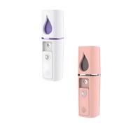Lot de 2 mini humidificateurs faciaux portables rechargeables par USB, 10,2 x 3 cm, pour extensions de cils, maquillage, hydratation de la peau en voyage
