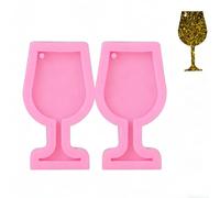 Lot De 2 Mini Moules En Silicone Pour Porte-clés En Verre à Vin, Verres à Vin Rouge Brillant, Moules En Forme De Porte-clés Avec Trou En Résine époxy, Moules Pour la Fabrication De Bijoux, Moules à De
